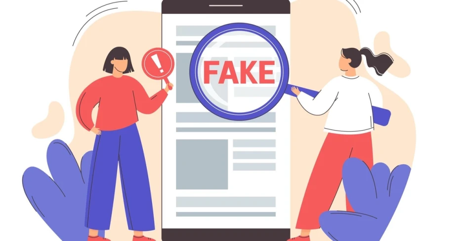 Illustration warning against fake pay stubs and fraudulent payroll documents