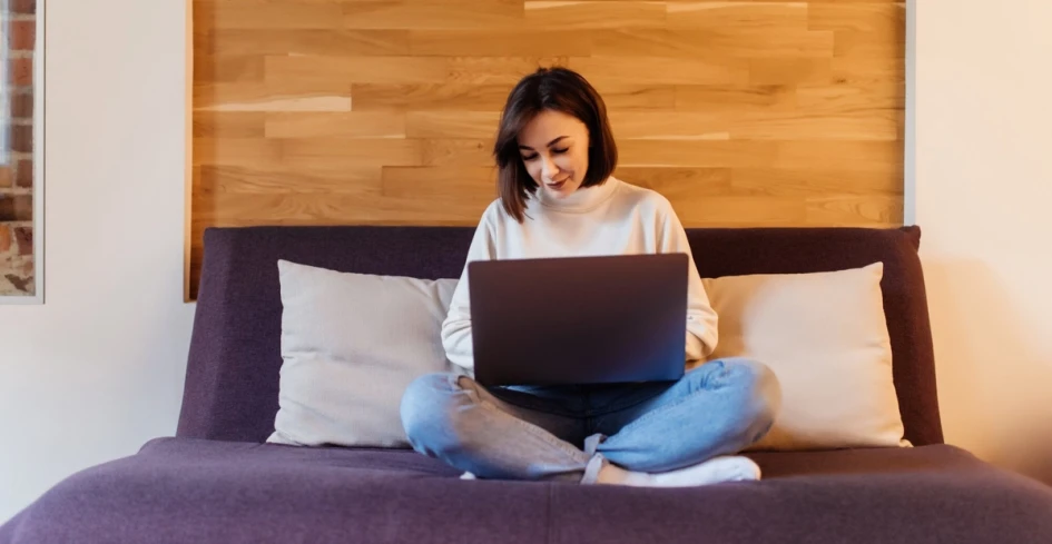 Walgreens employee accessing pay stubs from home using payroll portal securely